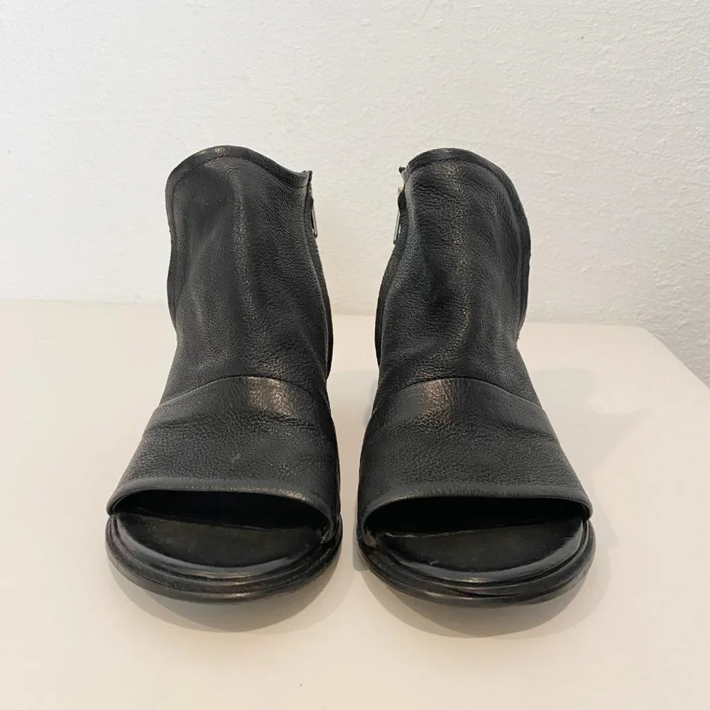 FINAL SALE: A.S.98 Leather black Miles Peep Toe Bootie New - Picture 5 of 14